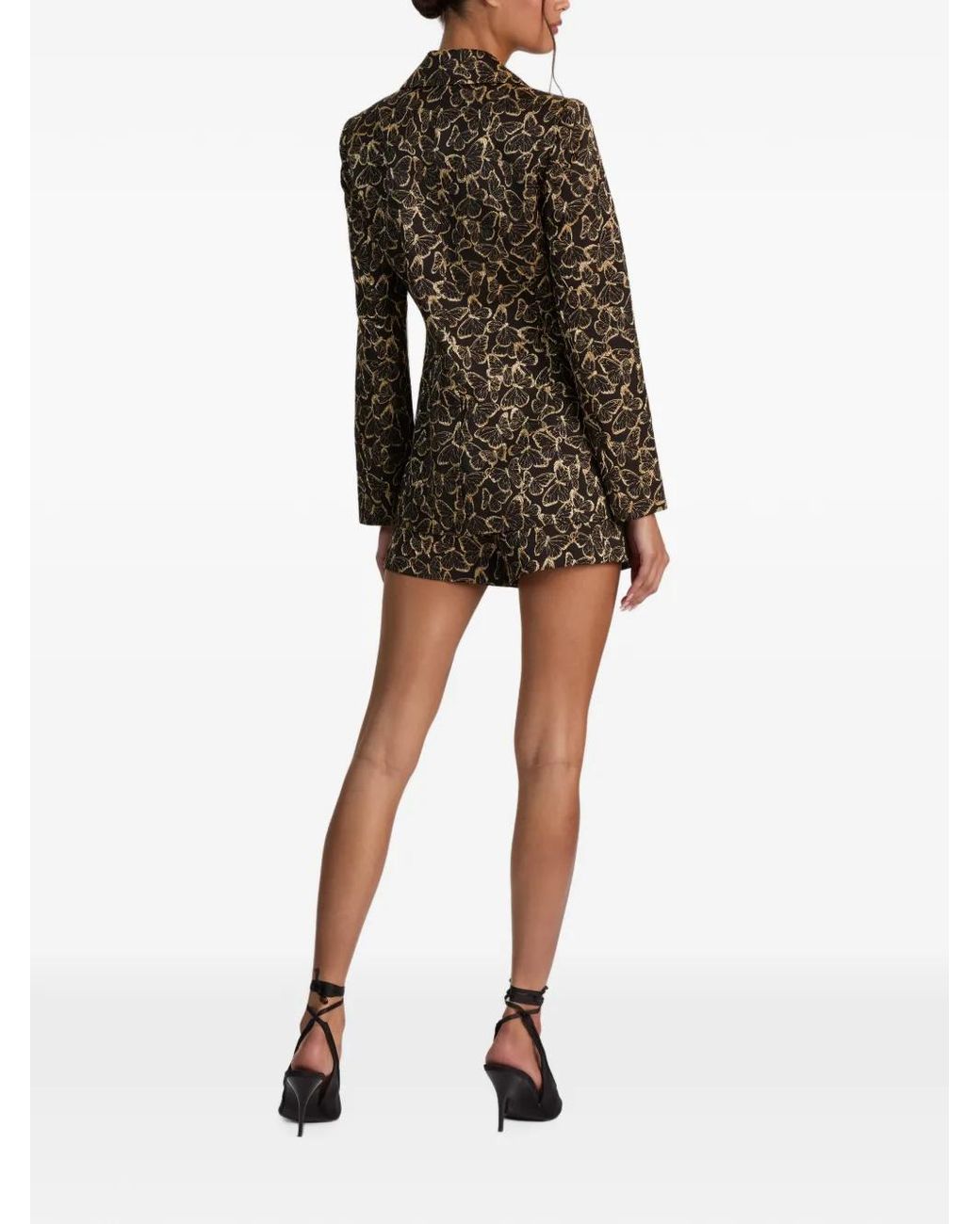 Alice + Olivia Black Macey Butterfly-Pattern Blazer