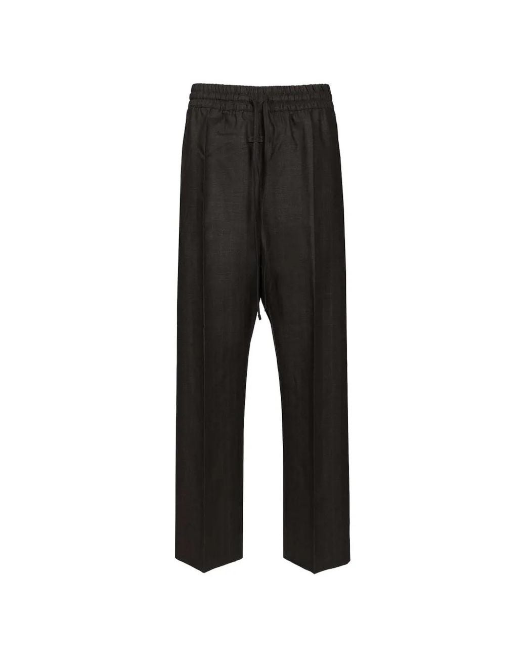 Fear Of God Black Striped Wool Wide Leg Drawstring Trousers for men