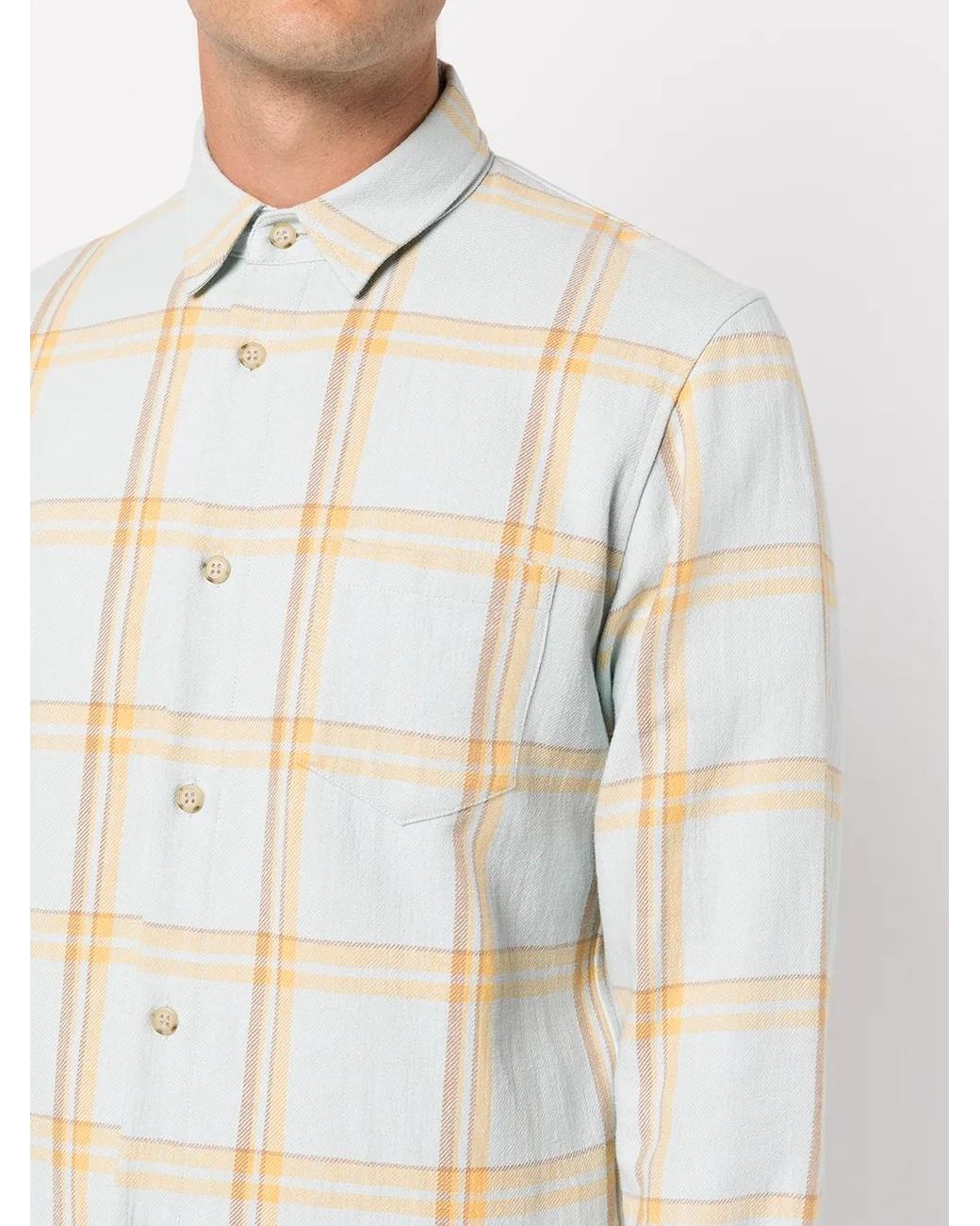 John Elliott Blue Sly Check-Print Shirt for men
