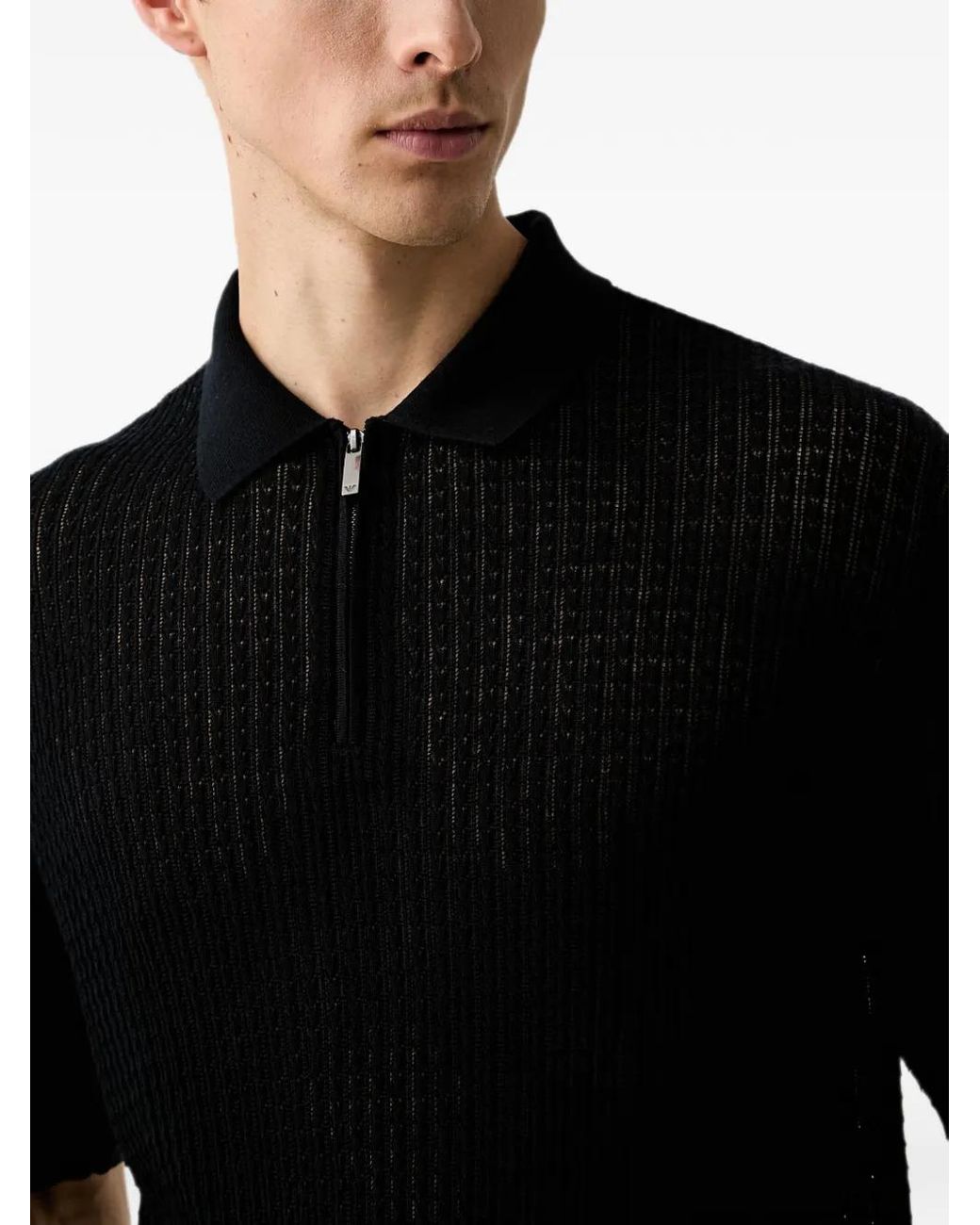 Emporio Armani Black Polo-Collar Sweater for men