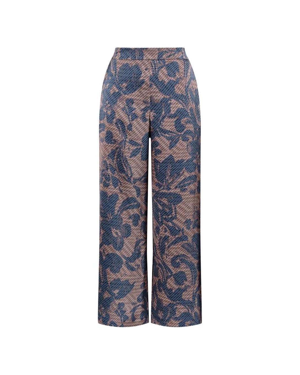 Maliparmi Blue Sweet Foliage Flared Trousers