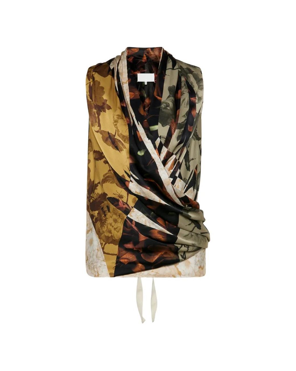 Maison Margiela Yellow Draped Silk Top