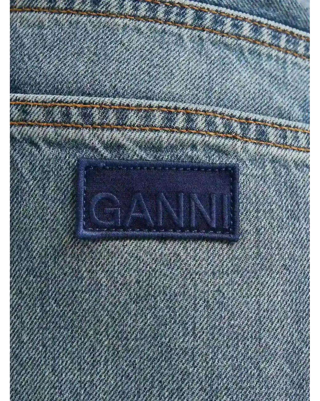 Ganni Blue Jeans Mit Logo-Patch