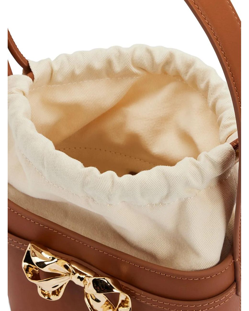 Self-Portrait White Bow-Embellished Bucket Bag