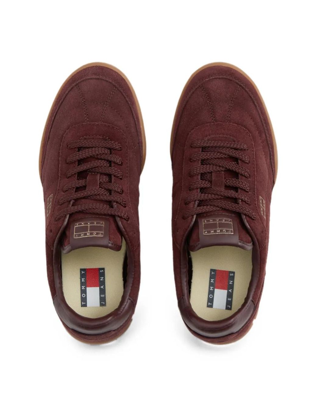 Tommy Hilfiger Brown Suede Logo-Plaque Sneakers