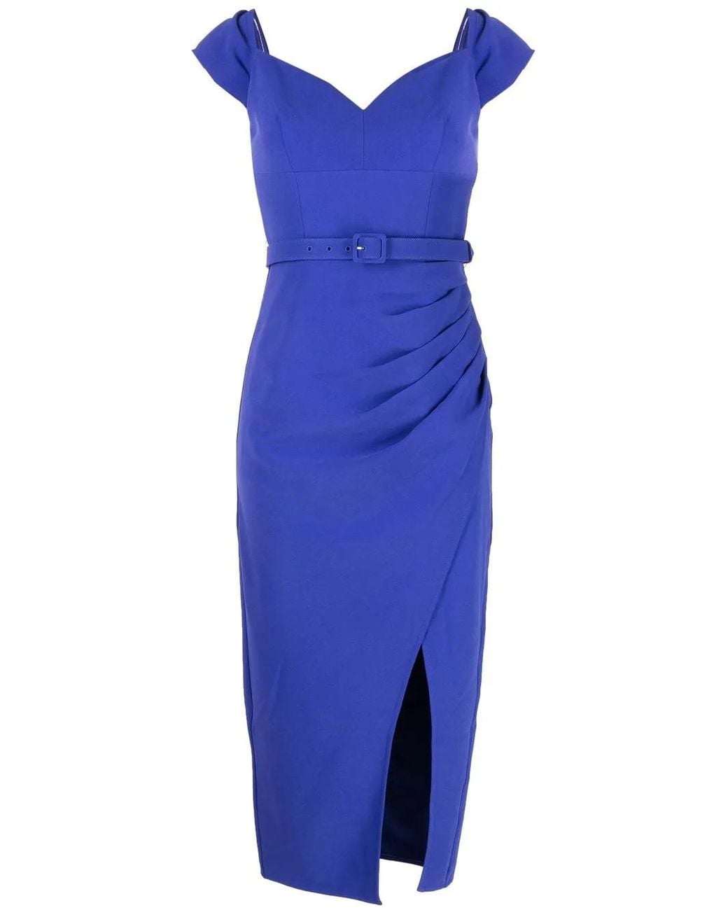 Self-Portrait Blue Cobalt Crepe Midi Dress