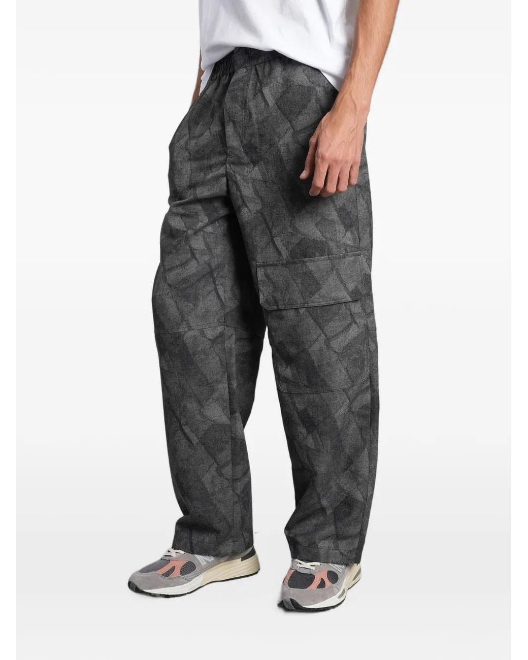 Maison Kitsuné Gray Abstract-Print Cargo Pants for men
