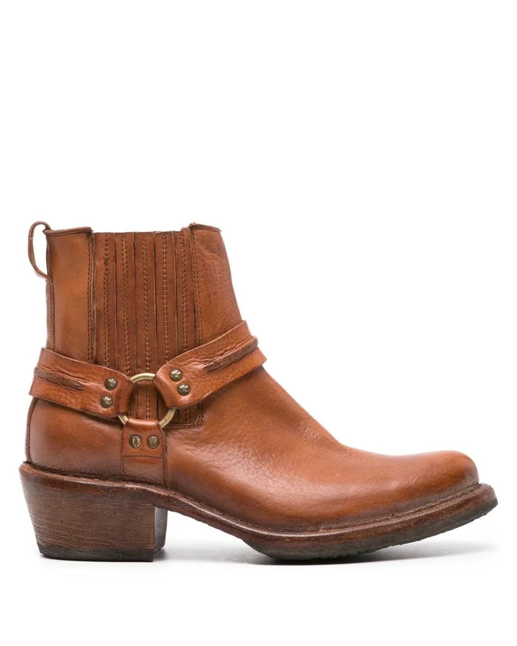 Moma Brown Chain-Link Detailing Calf Leather Boots