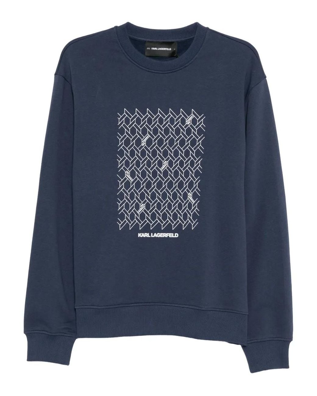 Karl Lagerfeld Blue Geometric-Print Crew-Neck Sweatshirt for men
