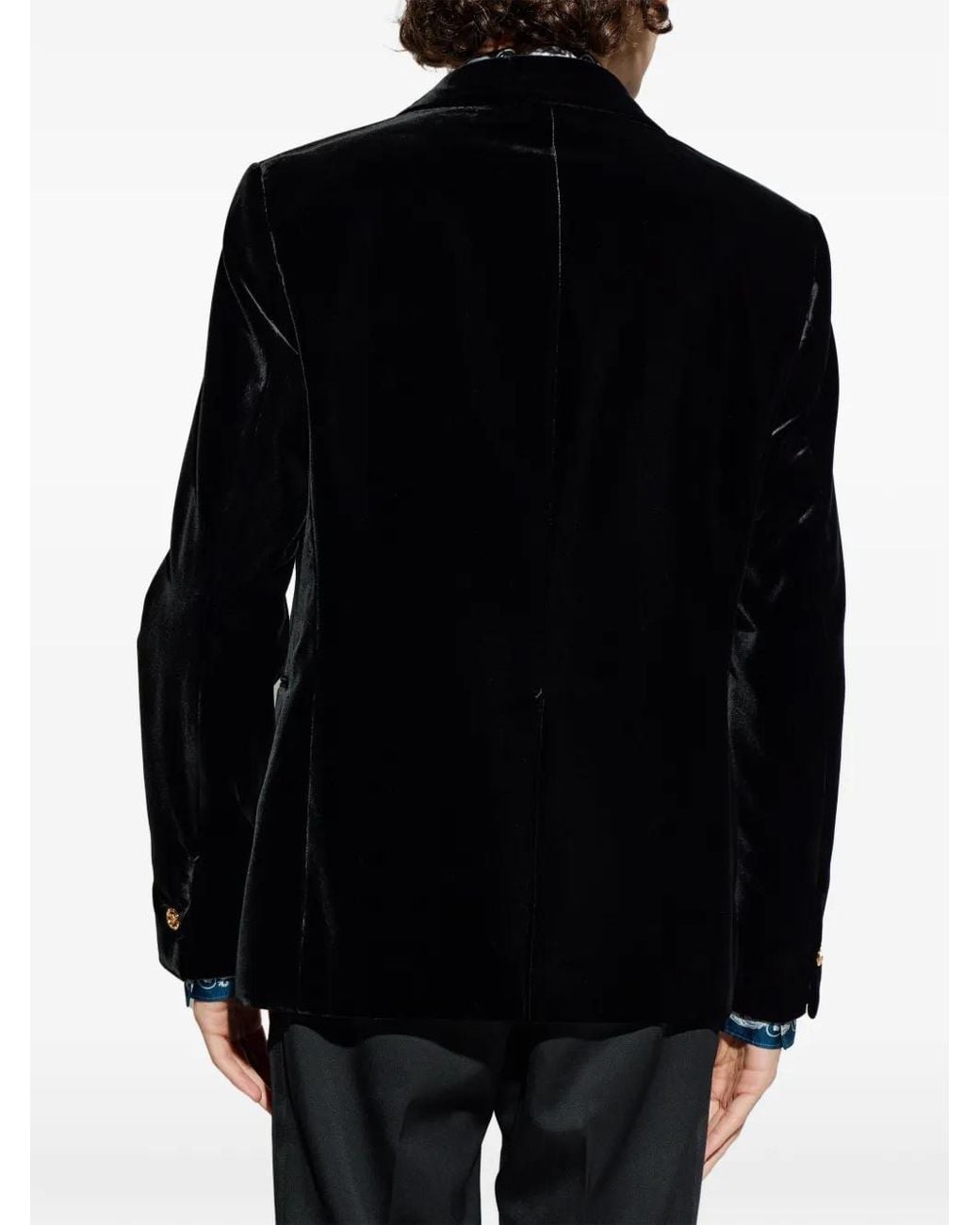 Versace Black Velvet Single-Breasted Blazer for men