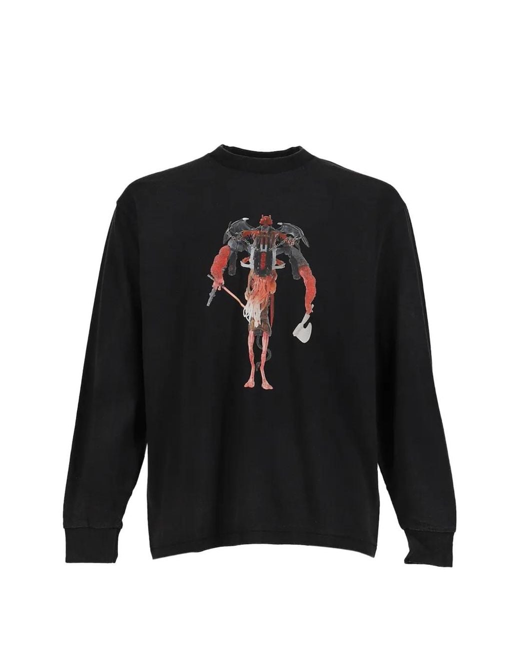 SHT Black Graphic-Print Long-Sleeve T-Shirt for men