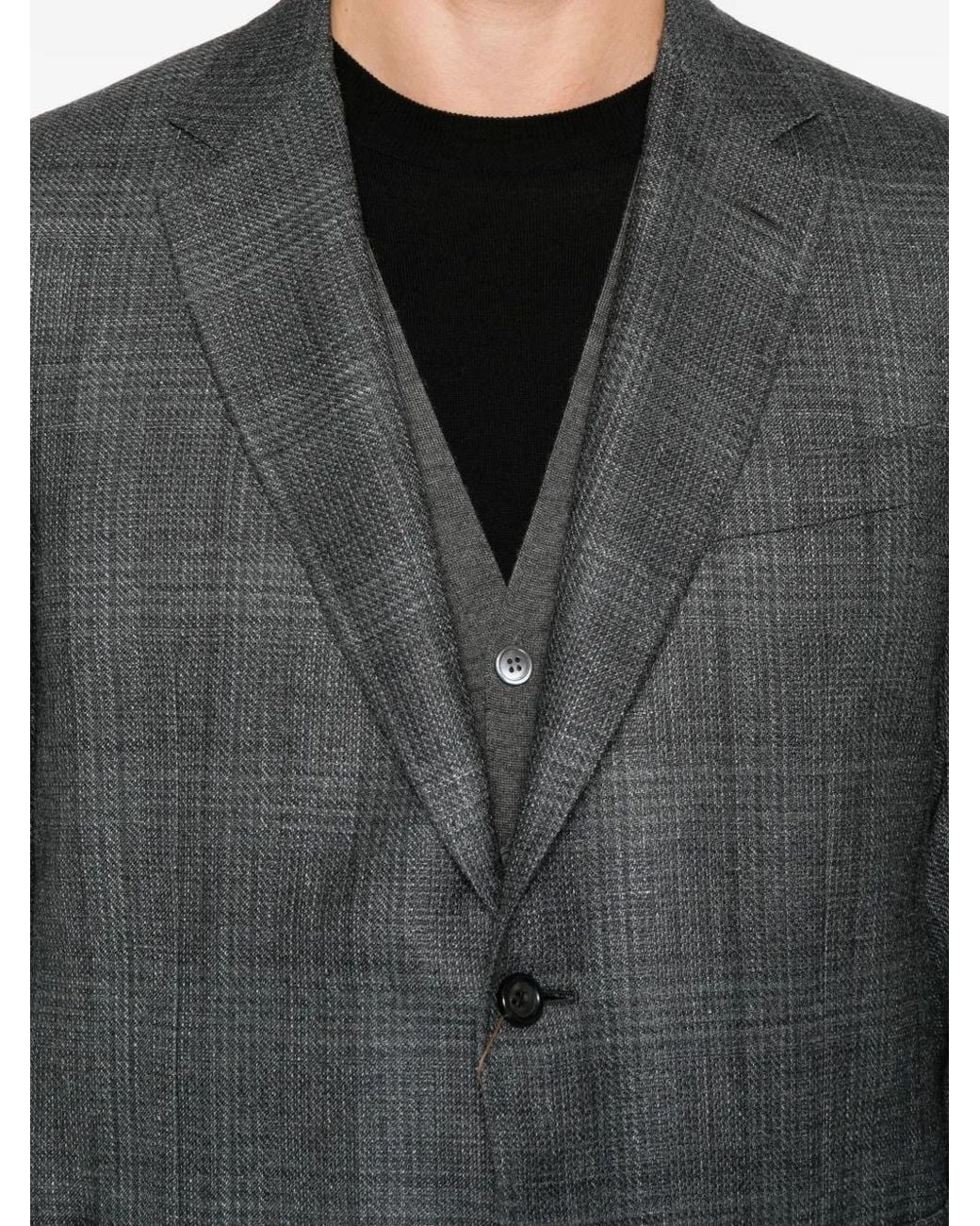 Canali Gray Notched-Lapel Blazer for men