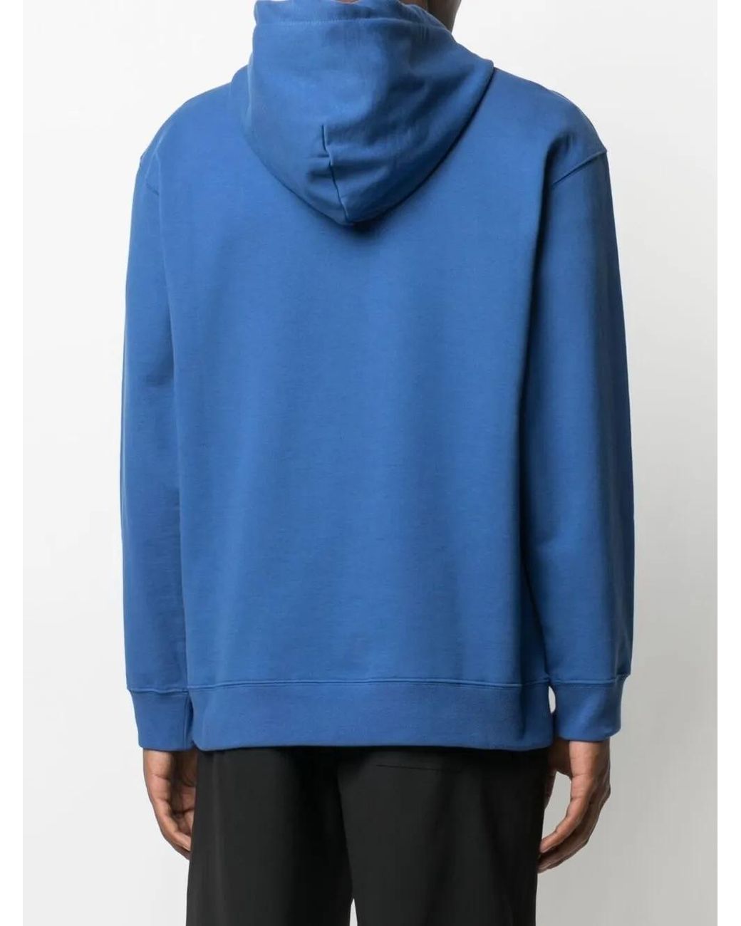 Opening Ceremony Blue Warped-Logo Cotton Hoodie for men