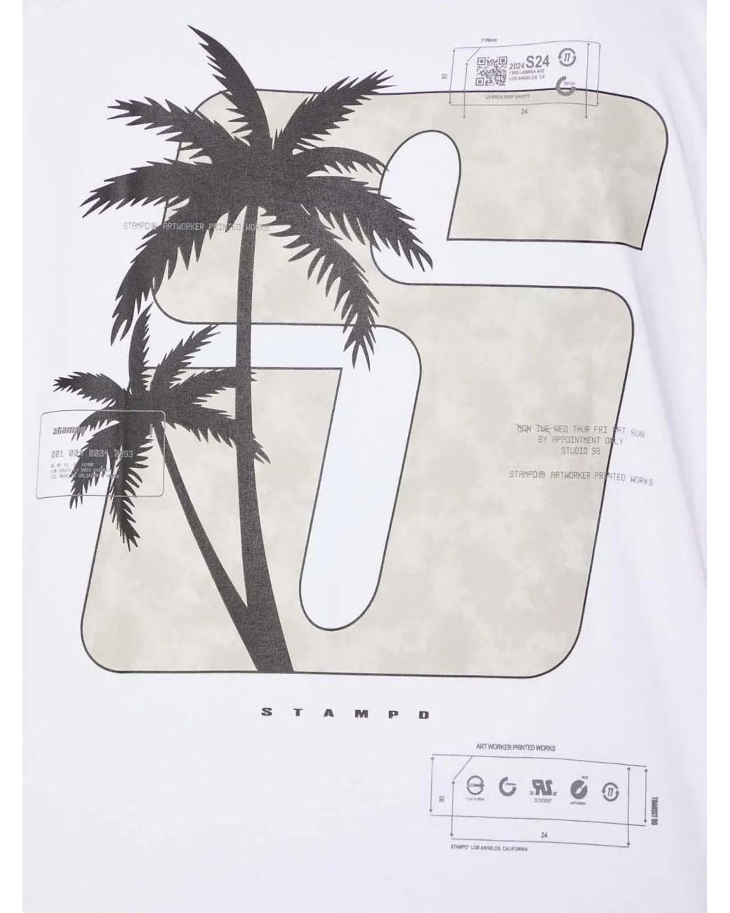 Stampd White Palm-Tree-Graphic T-Shirt for men