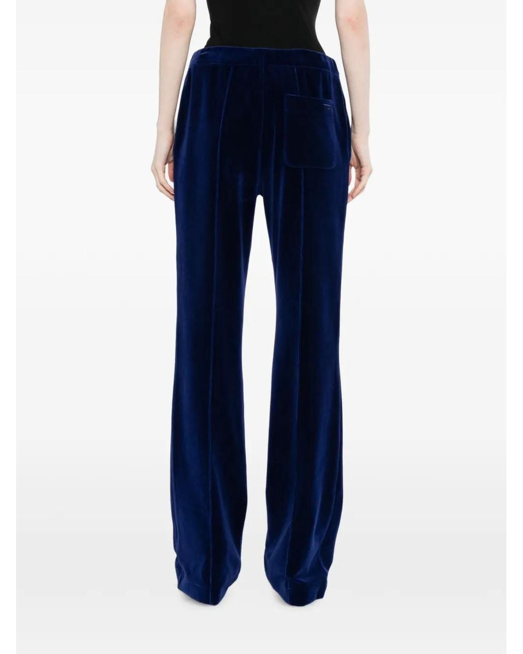 Tom Ford Blue Velour Tonal Tf Embroidered Joggers
