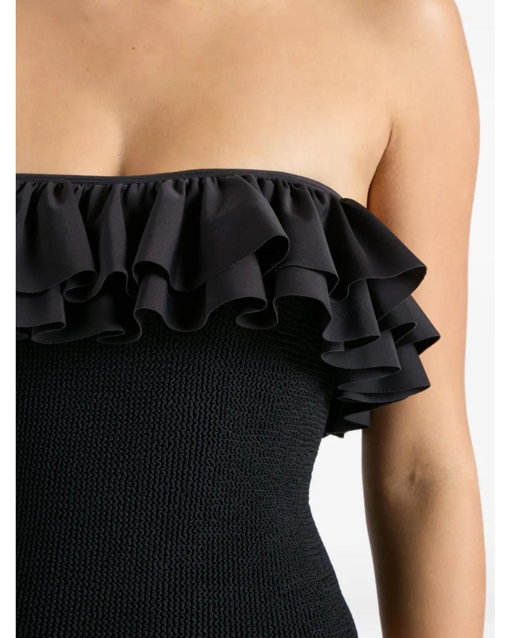 Hunza G Black Eloise Ruffled Swimsuit