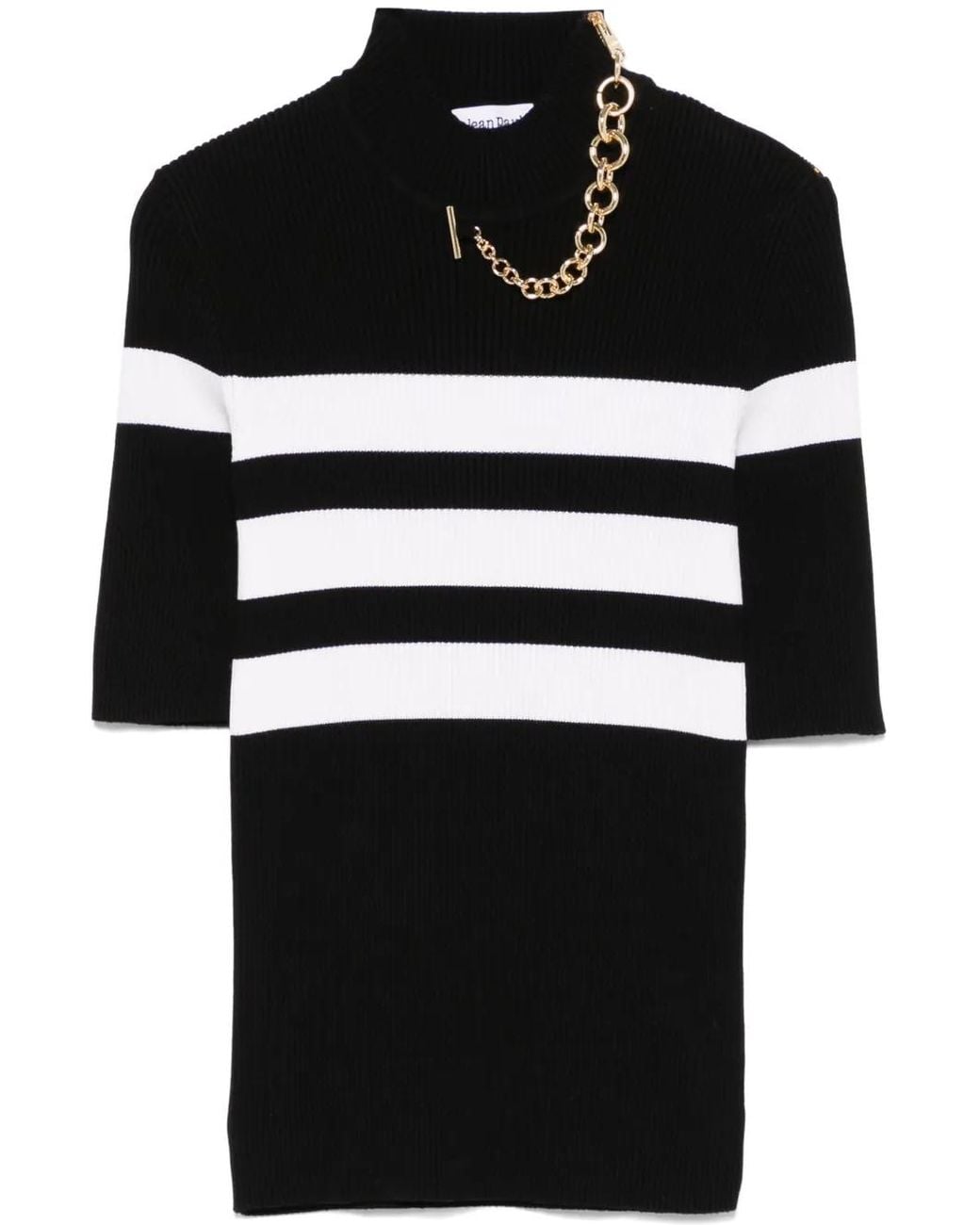 Jean Paul Gaultier Black Striped Knitted T-Shirt