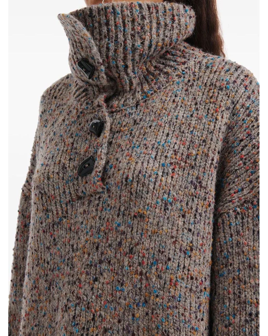 B+ AB Gray Button High-Neck Sweater