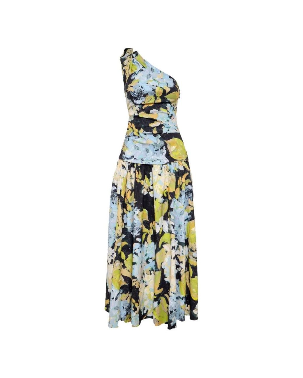 Acler White Benetti One-Shoulder Floral-Print Maxi Dress