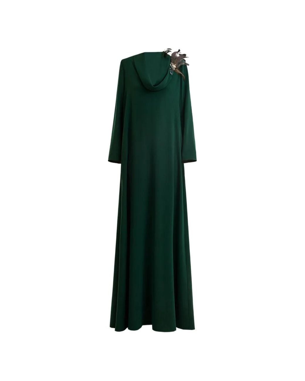 Gemy Maalouf Green Feather-Detail Kaftan