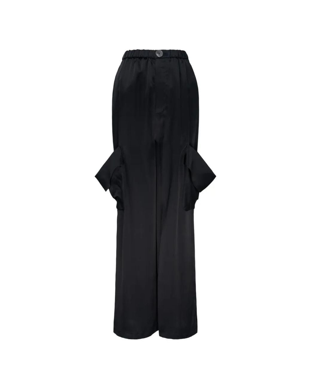 Enfold Black Draped Satin Cargo Pants