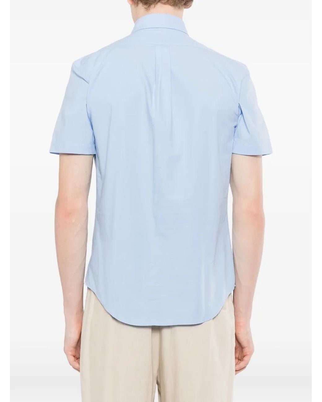 Polo Ralph Lauren Blue Embroidered-Logo Short-Sleeve Shirt for men
