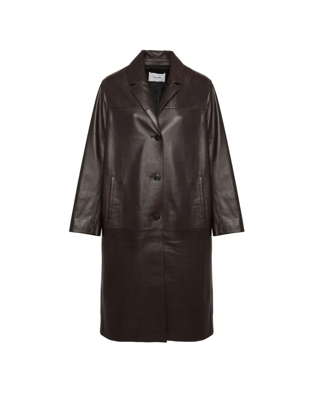 Yves Salomon Brown Straight Leather Coat