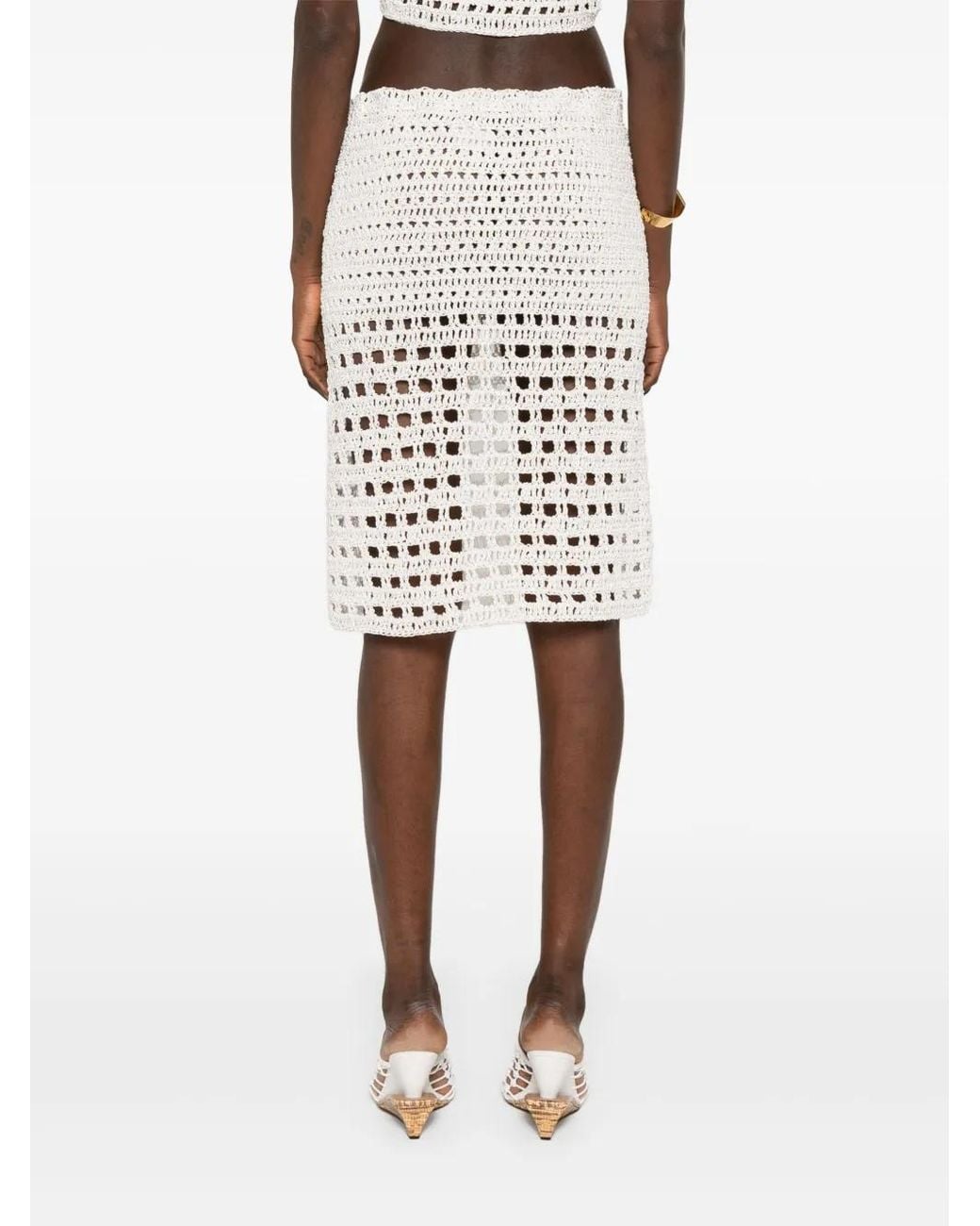 A.M.G Opengebreide Mini-Rok in het White