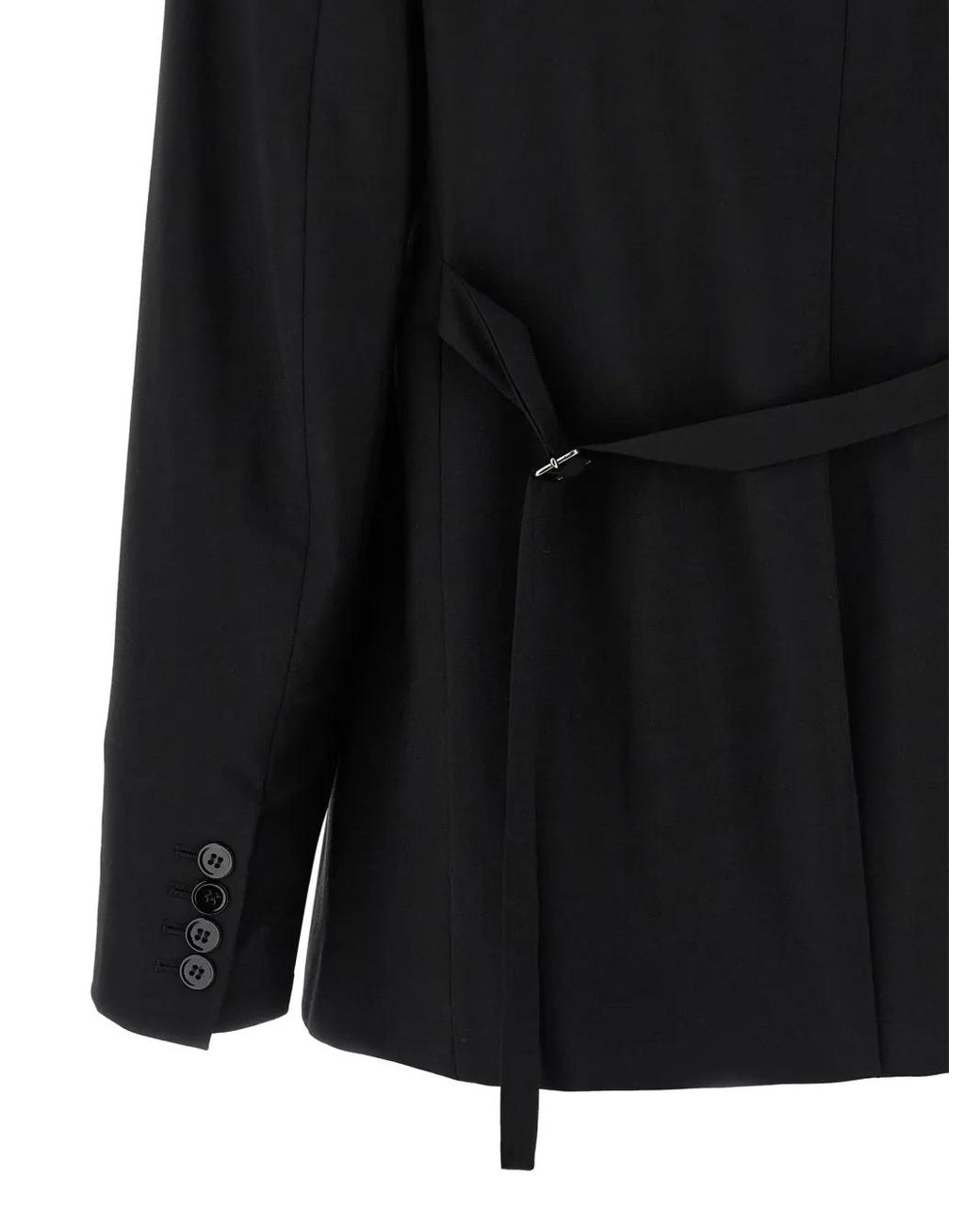 Nensi Dojaka Black Peak-Lapel Tie-Detail Blazer