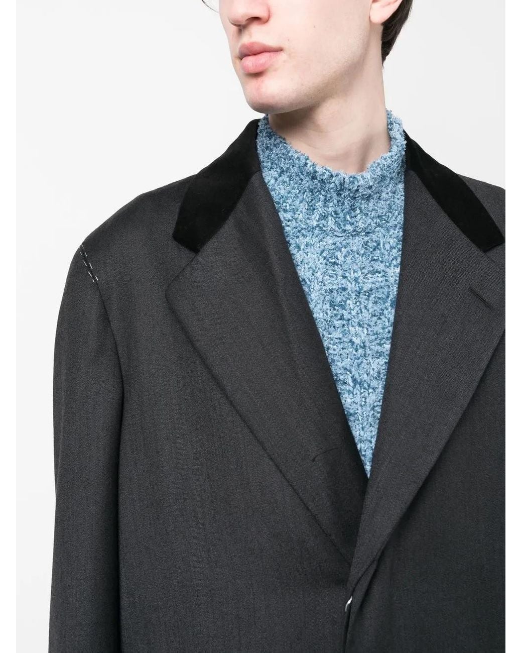 Maison Margiela Black Work-In-Progress Wool Coat for men