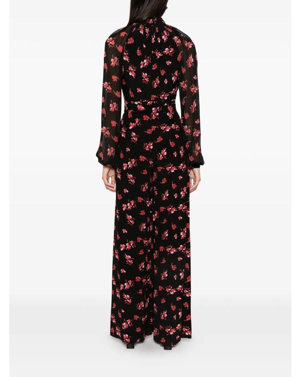 Diane von Furstenberg White Keira Floral-Print Tied-Waist Jumpsuit