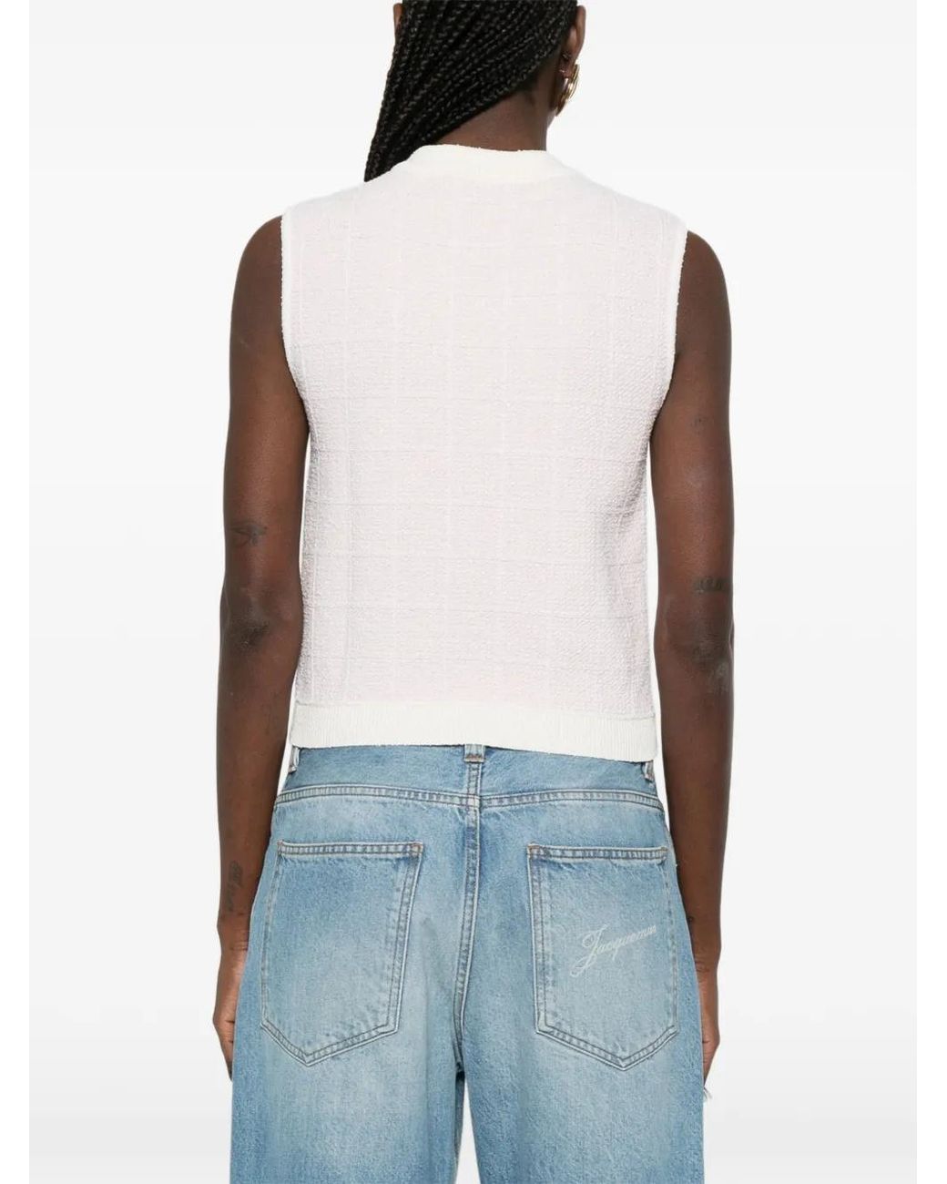 Top Corto De Tweed Con Botones Balmain de color Pink