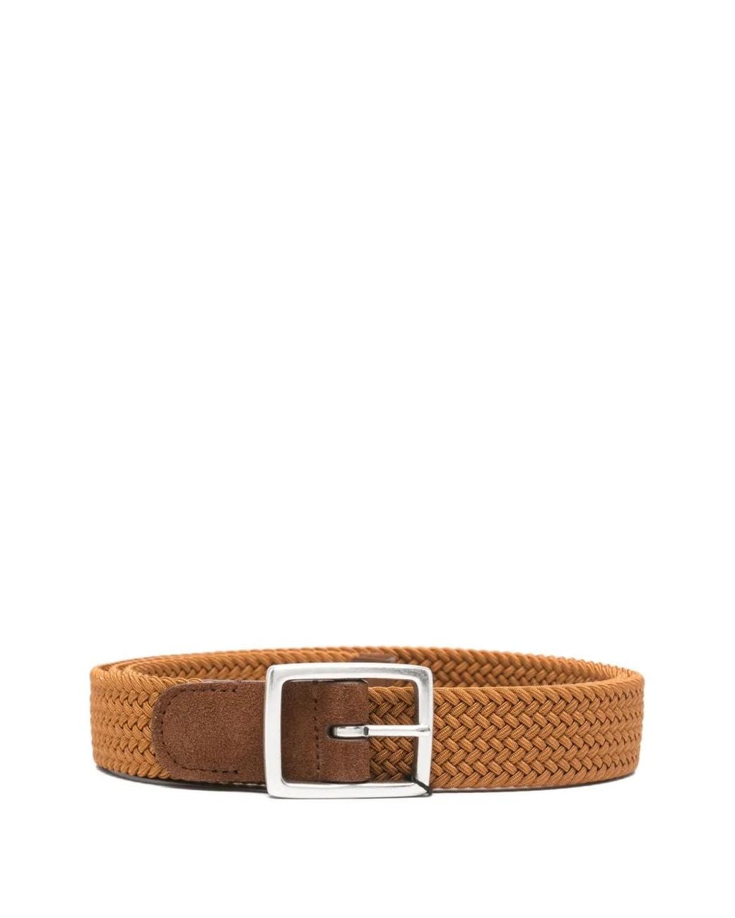 Dell'Oglio White Woven Suede Belt for men