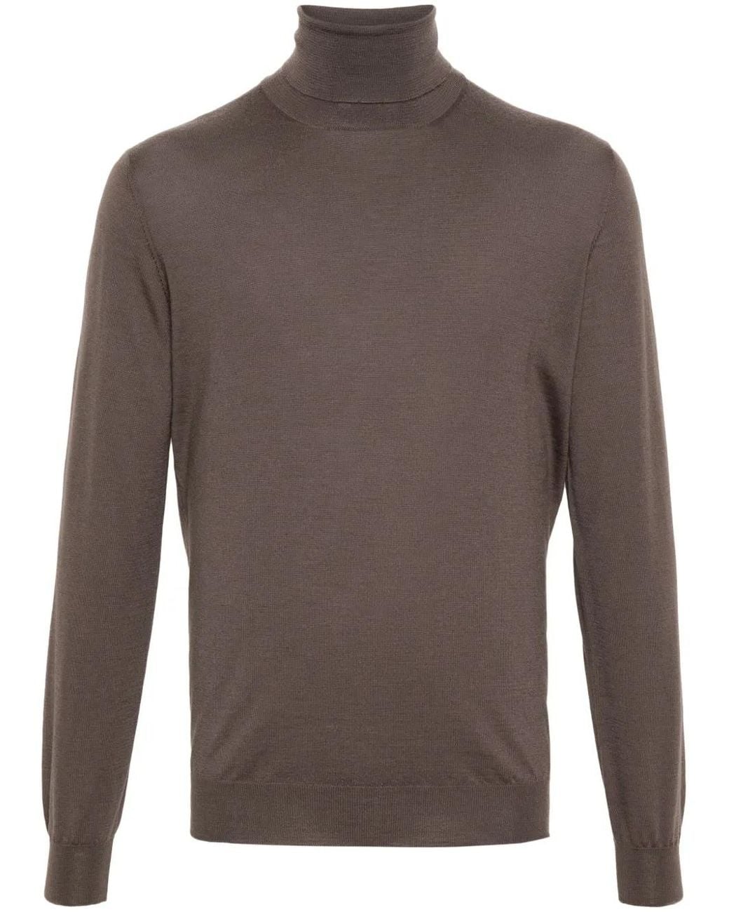 Dell'Oglio Brown Roll-Neck Knit Jumper for men