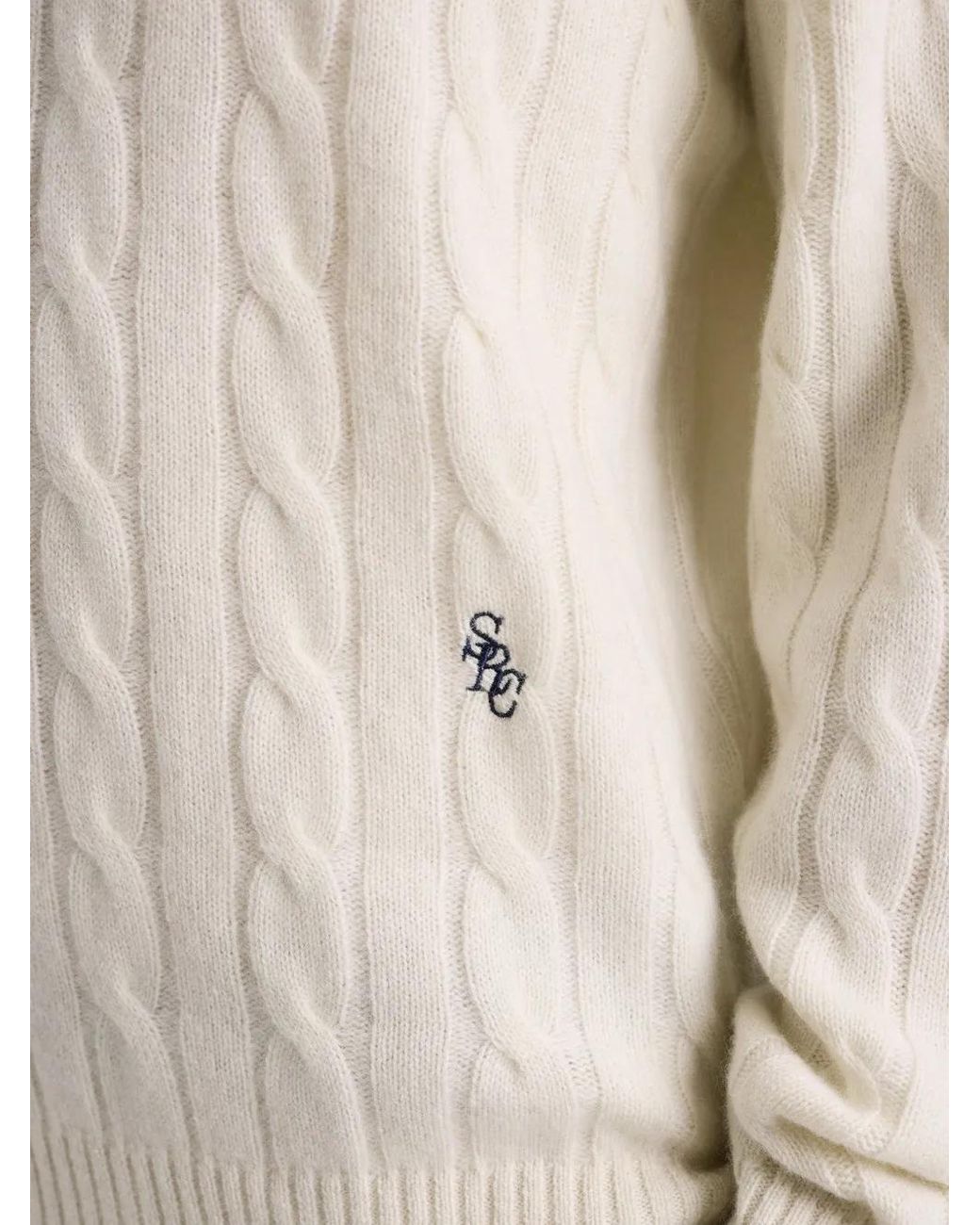Sporty & Rich White Src Cable-Knit Logo Sweater for men