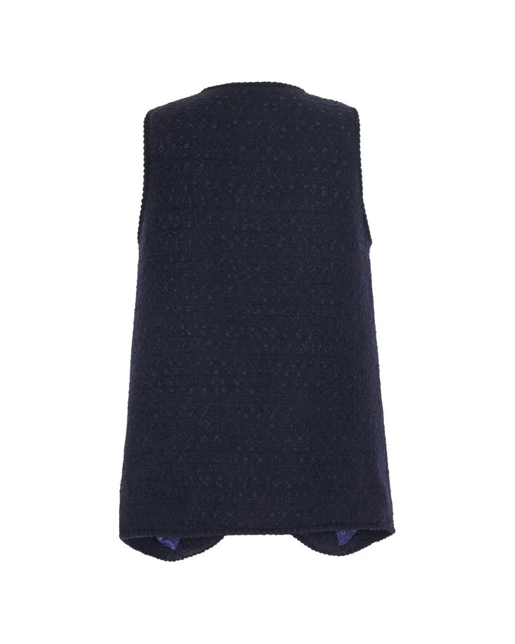 Etro Blue Bouclé Button-Up Waistcoat