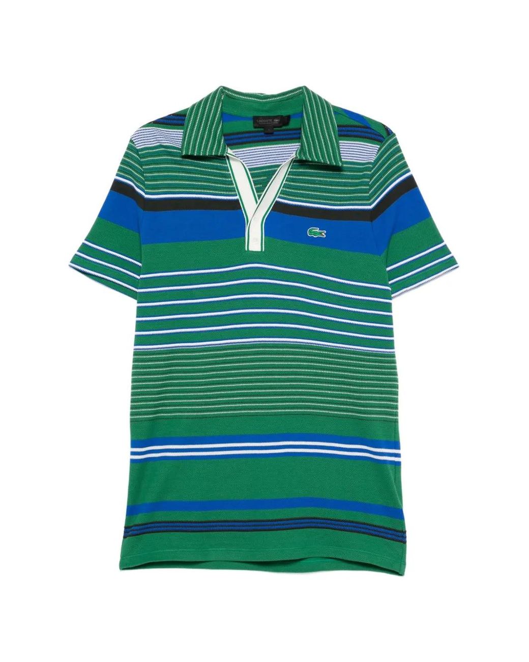 Lacoste Green Striped Polo Shirt for men