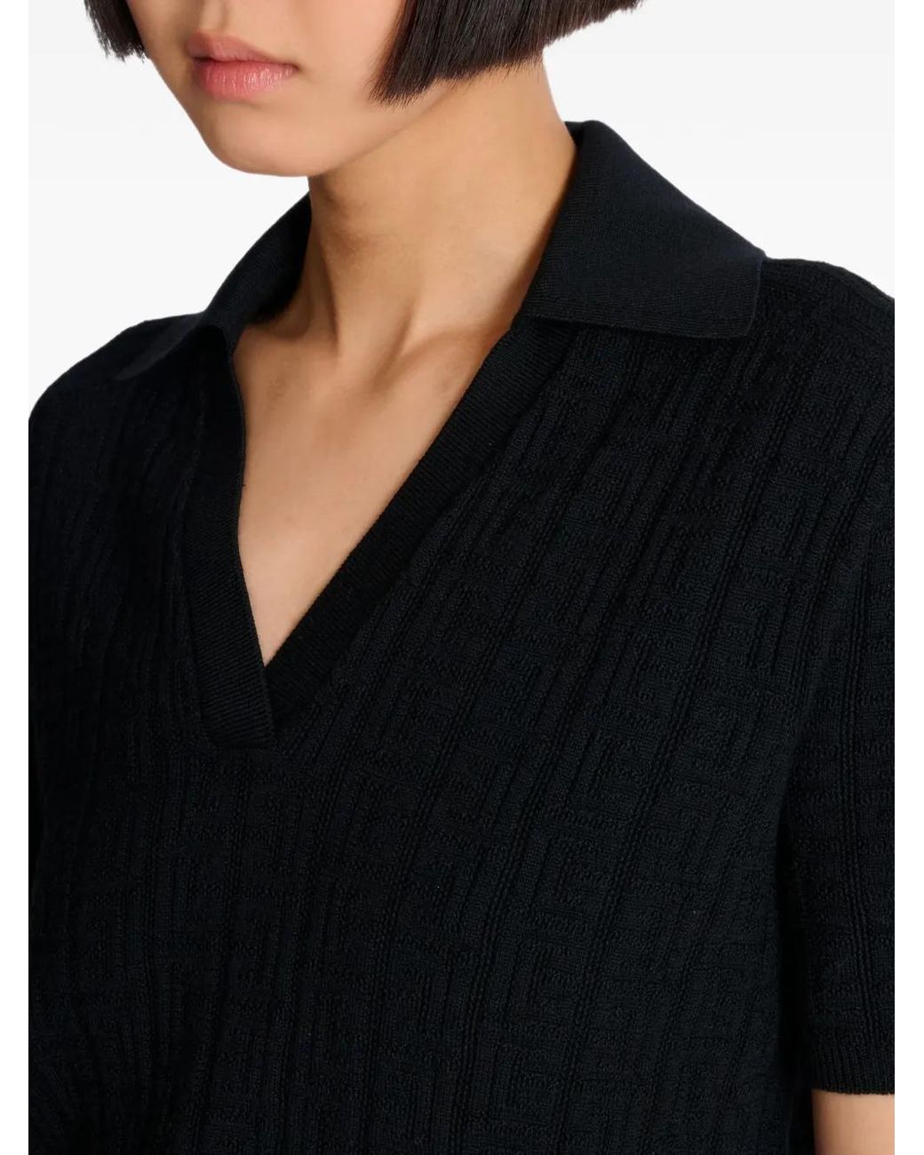 Balmain Black Monogram-Jacquard Knitted Top