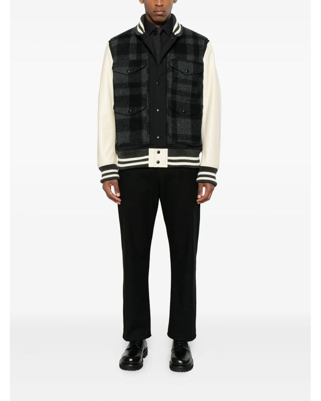 Junya Watanabe Black Check Panelled Jacket for men