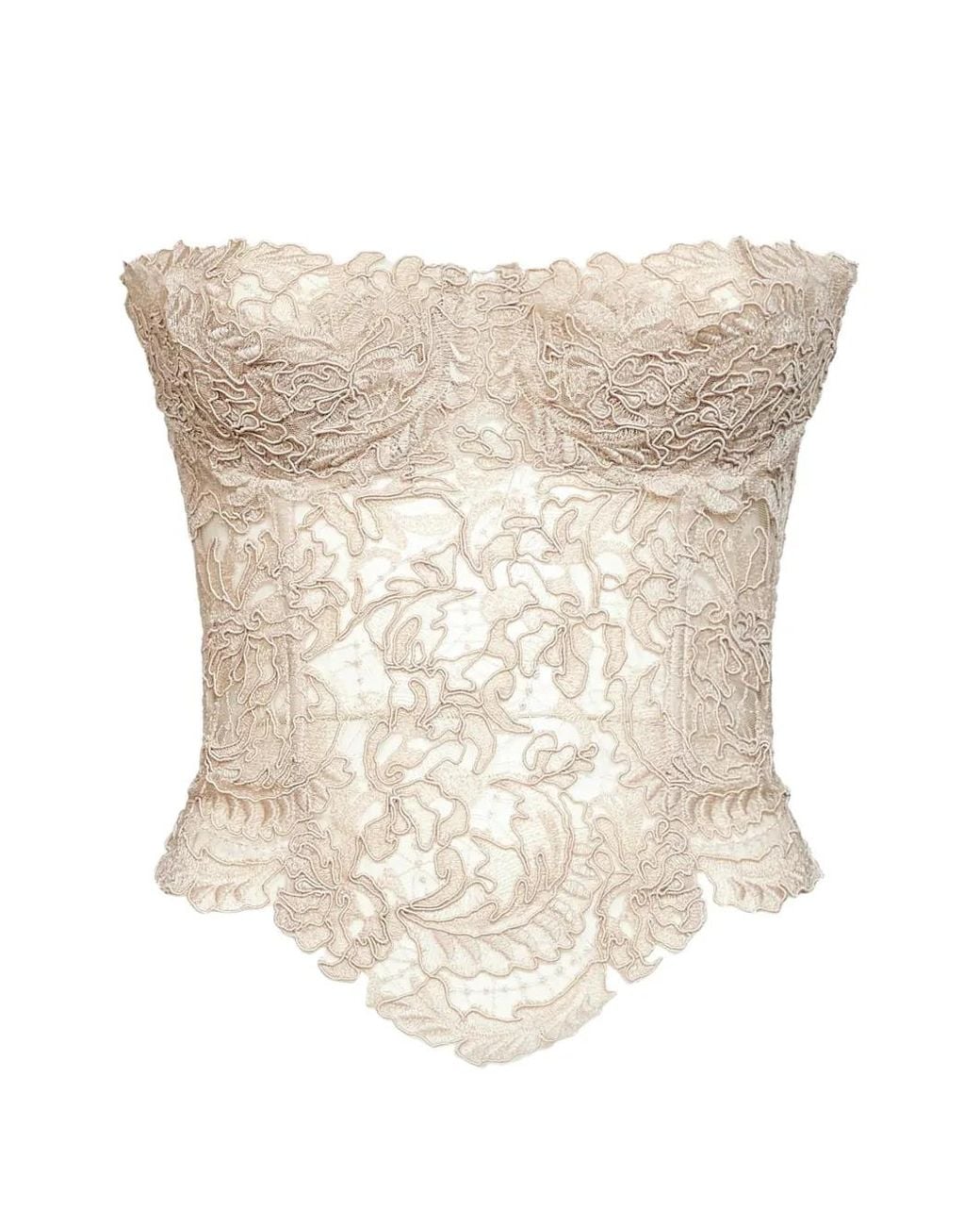 Ermanno Scervino White Embroidered Lace-Design Corset Top
