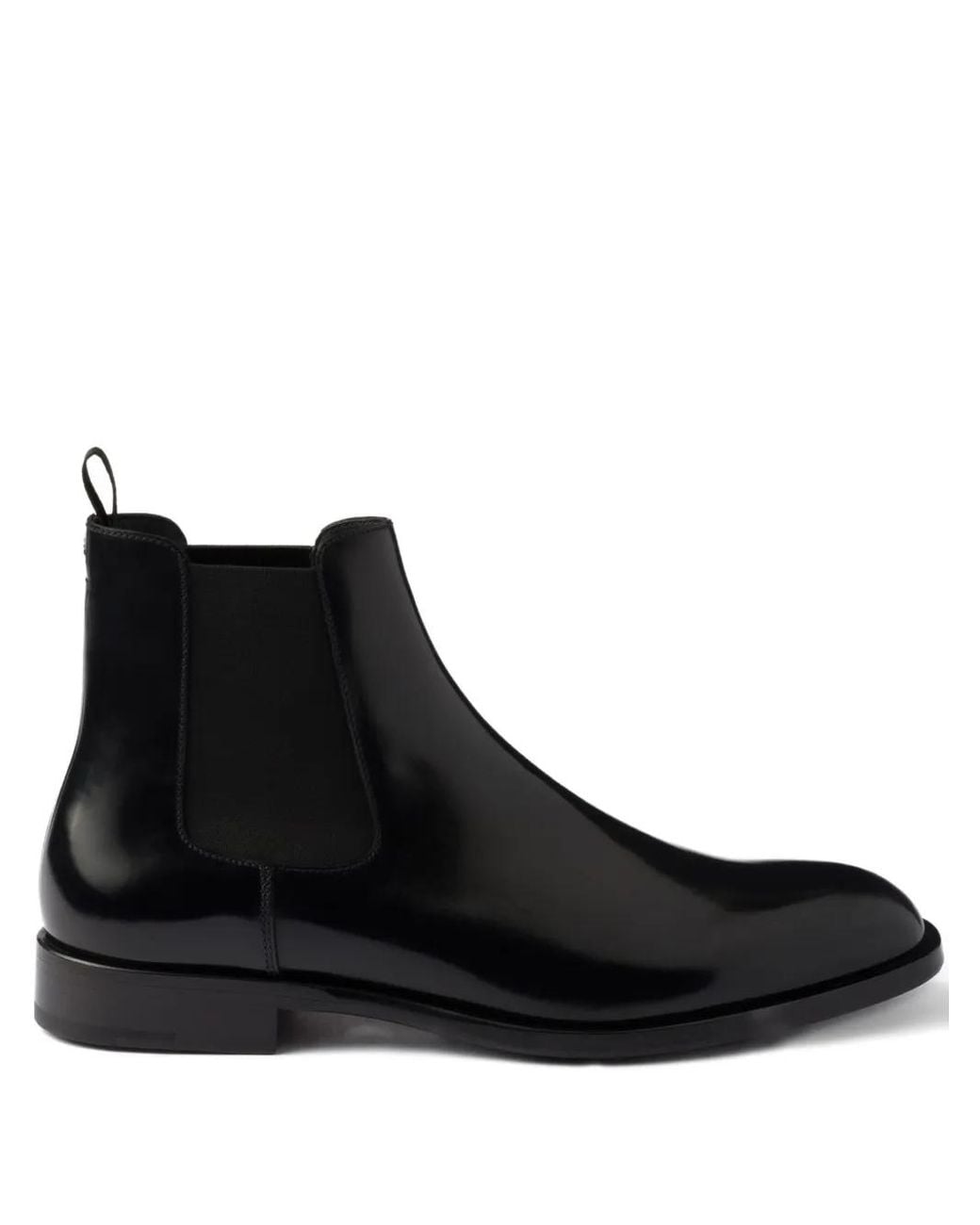 Prada Black Brushed Leather Chelsea Boots for men