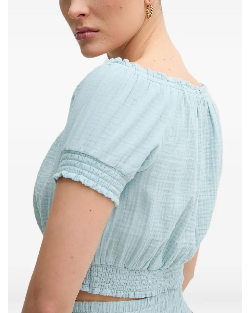 DKNY Blue Short-Sleeve Crop Top