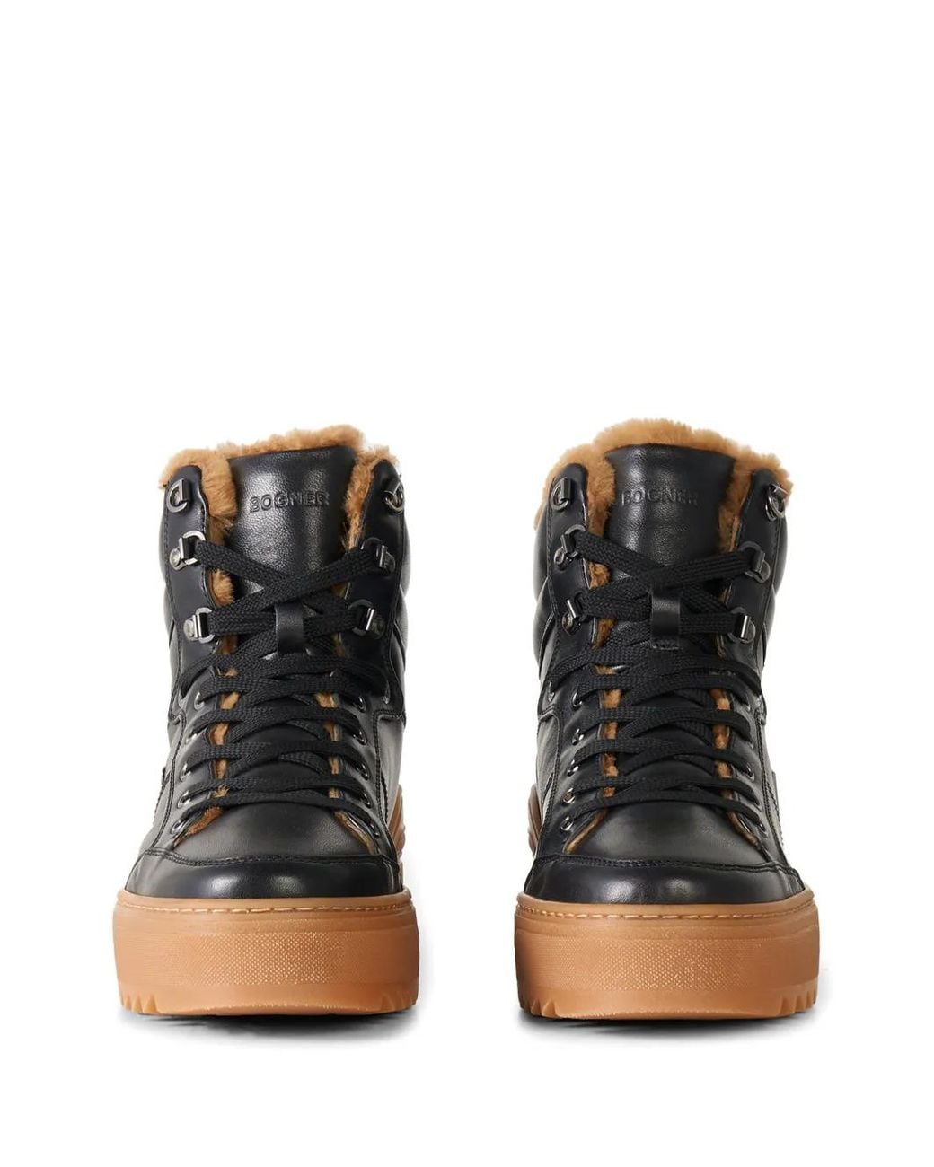 Bogner Black Bucharest Shearling-Lined Leather Sneakers for men