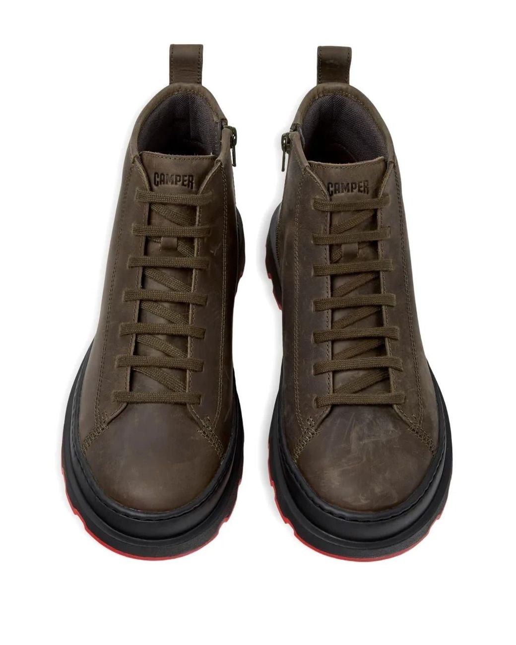 Camper Brown Brutus Lace-Up Leather Biker Boots for men