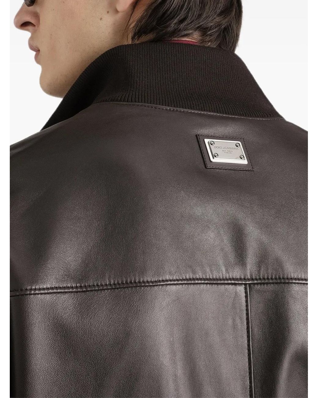 Dolce & Gabbana Black Lambskin Bomber Jacket for men