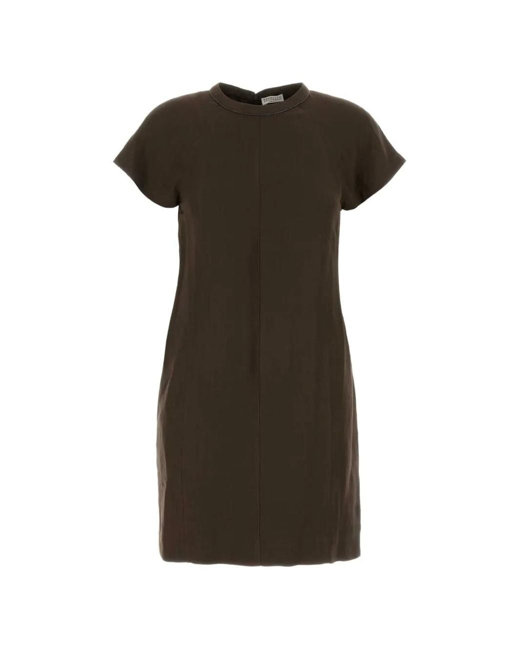 Brunello Cucinelli Brown Robe Courte À Manches Raglan