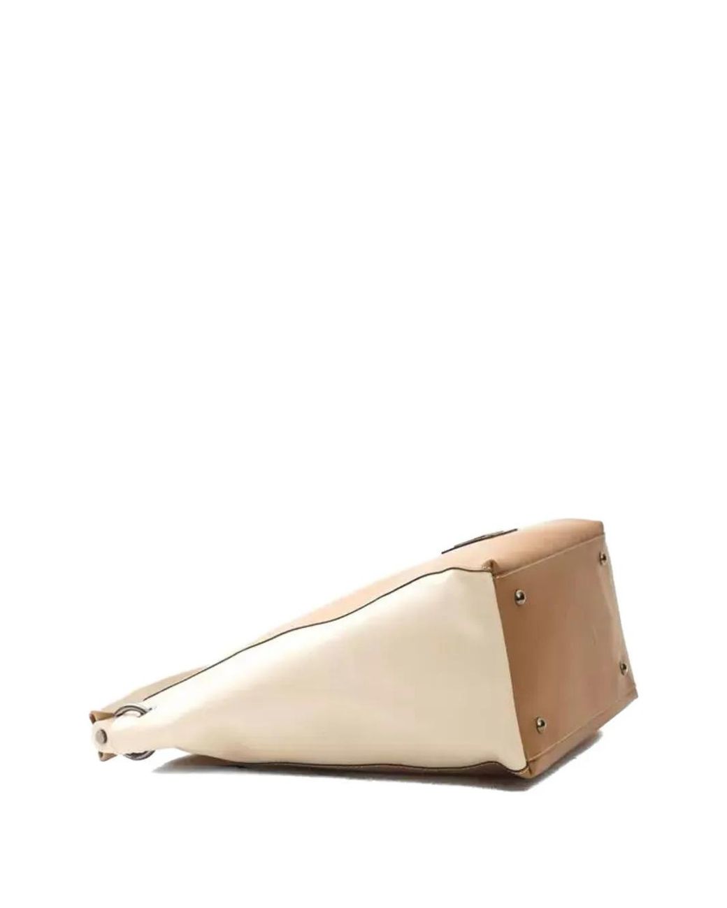 Pompei Donatella Brown Donatella Two-Tone Leather Tote Bag