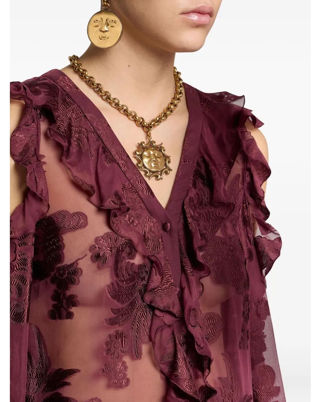 Etro Purple Fil Coupé Chiffon Shirt