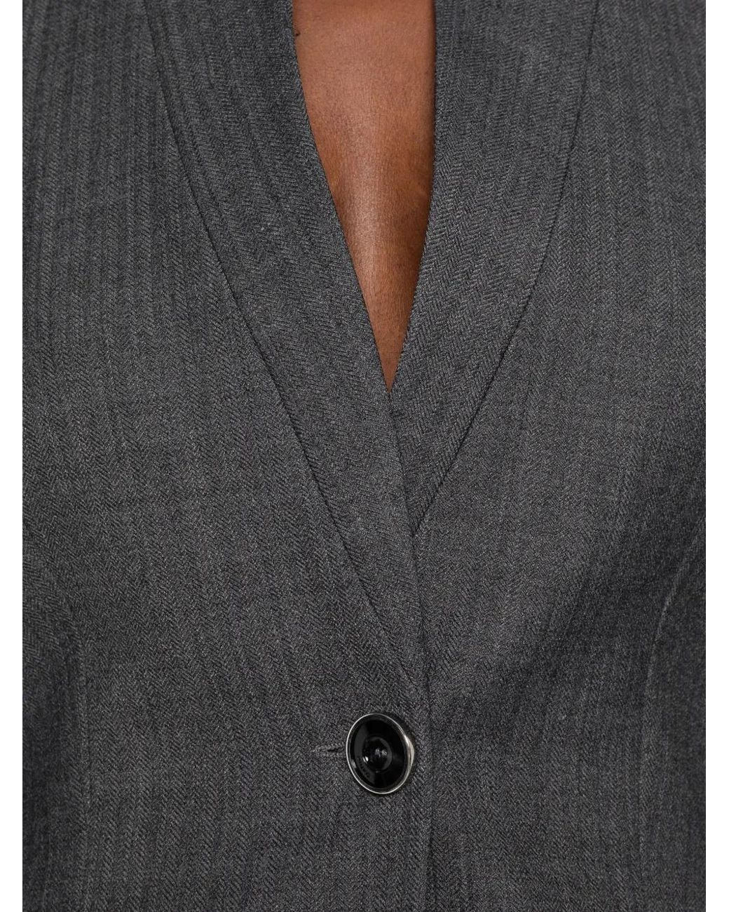 Pinko Gray Tailored Wool-Blend Jacket