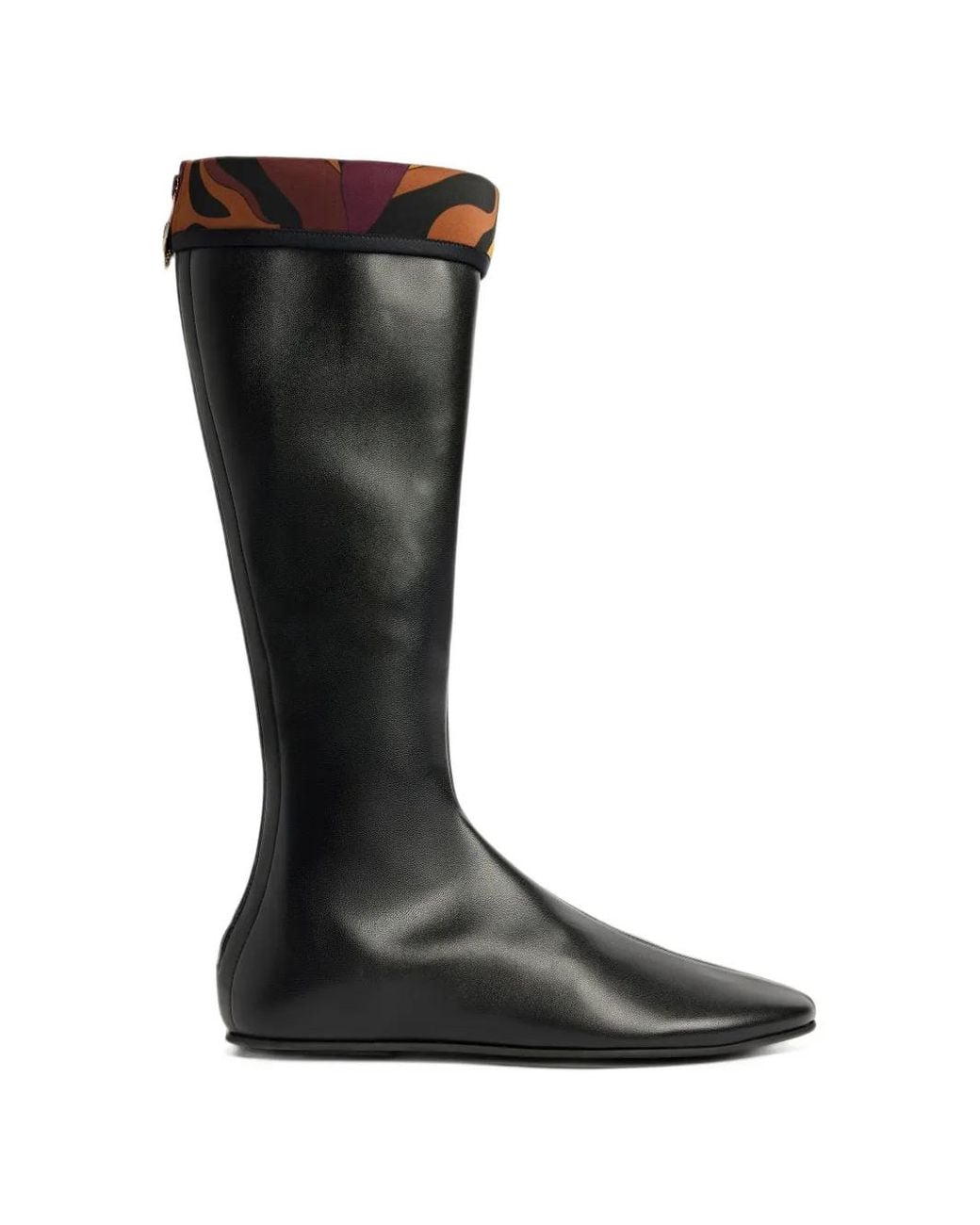 Emilio Pucci Black Stretch Boot With Printed-Cuff